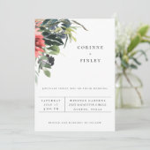 Trouwkaart met Navy Coral Bloemen Aankondiging (Staand voorkant)