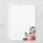 Trouwkaart met Navy Coral Bloemen Aankondiging (Achterkant)