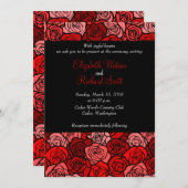 Trouwkaart met oude rode rozen kaart (Voorkant / Achterkant)
