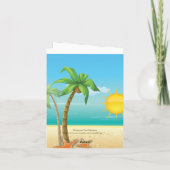 Trouwkaart met palmenboom en zeester op het strand bedankkaart (Achterkant)