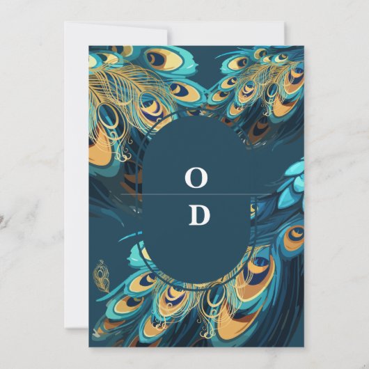 Trouwkaart met pauwenveren Premium  Kaart (Achterkant)