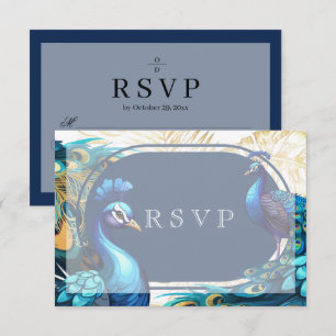 Trouwkaart met pauwenveren Premium RSVP Kaartje