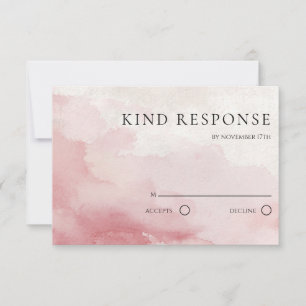 Trouwkaart met QR-code en waterverf Roze Blozen RSVP Kaartje