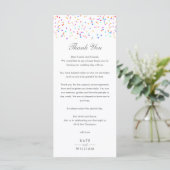 Trouwkaart met regenboogconfetti bedankingskaart menu (Staand voorkant)