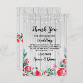 Trouwkaart met rode rozen bedankkaart (Voorkant / Achterkant)