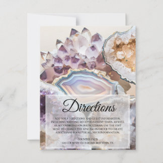 Trouwkaart met routebeschrijving en geode kristal kaart