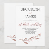 Trouwkaart met roze goud folie-effect kaart (Voorkant / Achterkant)