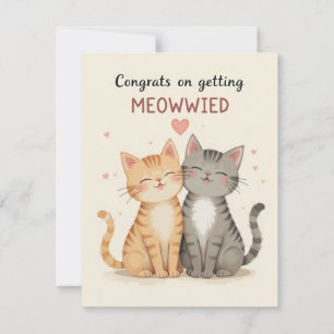 Trouwkaart met schattige katten, gefeliciteerd met bedankkaart