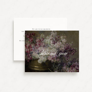 Trouwkaart met seringen vintage bloemen bedankje kaart