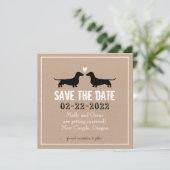 Trouwkaart met silhouet van een Dachshund hond Save The Date (Staand voorkant)