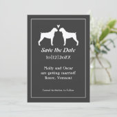 Trouwkaart met silhouetten van Boxerhonden Save The Date (Staand voorkant)