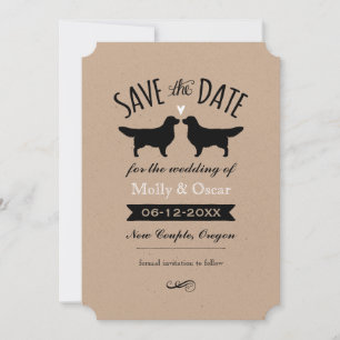 Trouwkaart met Silhouetten van Golden Retrievers Save The Date