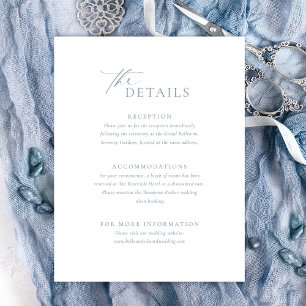 Trouwkaart met stoffig blauwe details RSVP kaartje
