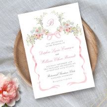 Trouwkaart met Strikken en Wilde Bloemen