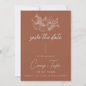 Trouwkaart met terracotta pompoen Save the Date (Voorkant)