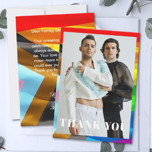 Trouwkaart met trots Pride-vlag typografie foto be Bedankkaart