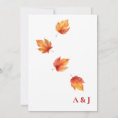 Trouwkaart met vallende herfstbladeren kaart (Achterkant)