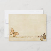 Trouwkaart met Vintage Crème Vlinder Aankondiging (Achterkant)