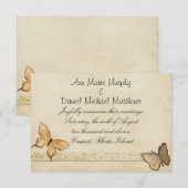 Trouwkaart met Vintage Crème Vlinder Aankondiging (Voorkant / Achterkant)