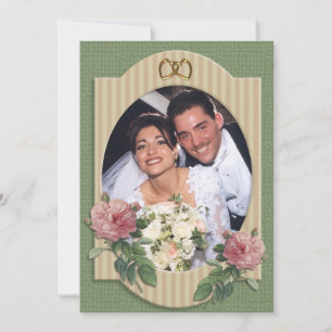 Trouwkaart met vintage rozen bedankkaart kaart