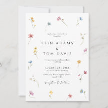 Trouwkaart met wilde bloemen botanisch bloemmotief