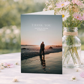 Trouwkaart met wilde bloemen foto bedankje notitiekaartje