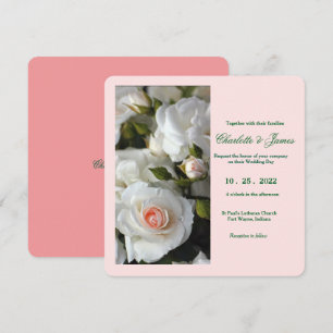 Trouwkaart met Witte Rozen Kaart