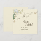 Trouwkaart met zachte bloemendesign voor save-the- save the date (Voorkant / Achterkant)