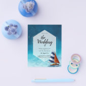 Trouwkaart met zeilboot in nautische stijl flyer (Enkel)