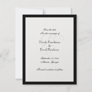Trouwkaart met zwart rand monogram save the date