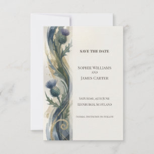 Trouwkaart Navy Thistle Save The Date