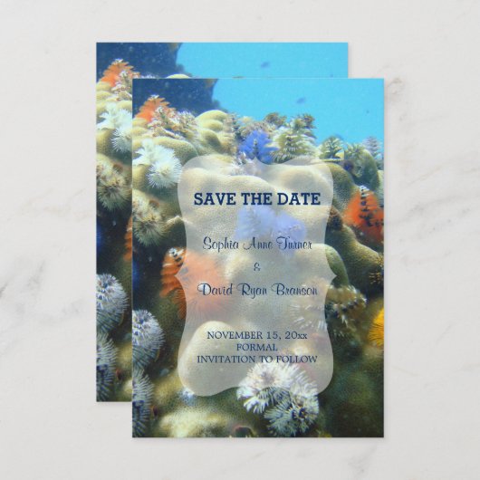 Trouwkaart | Onderwaterzicht SAVE THE DATE (Voorkant / Achterkant)
