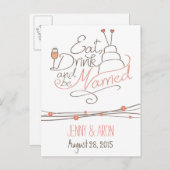 Trouwkaart ontwerp uitnodiging briefkaart (Voorkant / Achterkant)