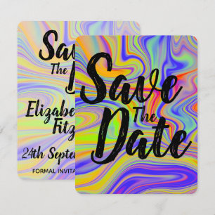 Trouwkaart Regenboog Marmer Save The Date Kaart