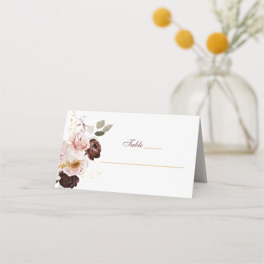 Trouwkaart Roze Pioen & Goud Bourgondiër Bloemig (Voorkant)