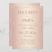 Trouwkaart Roze Vintage Kaart (Voorkant / Achterkant)