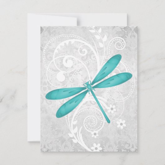 Trouwkaart RSVP Teal Libel (Achterkant)