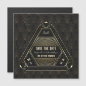 Trouwkaart 'Save The Date' in vintage goud, geïnsp Magnetische Uitnodiging (Voorkant / Achterkant)