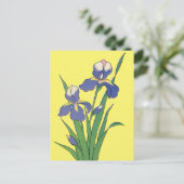 Trouwkaart 'Save the Date', paarse Iris bloemen Aankondigingskaart (Staand voorkant)