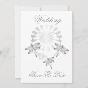 Trouwkaart Save The Date Zilver Libellen