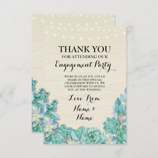 Trouwkaart Succulenten Bloemstuk Bevestiging Kaart (Voorkant / Achterkant)