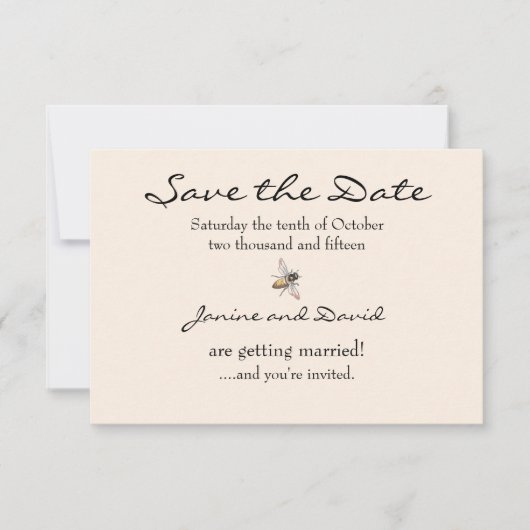 Trouwkaart 'Tiny Bee Wedding Save the Date' Date (Voorkant)