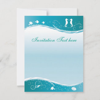 Trouwkaart Trouwfeest Turquoise Strand Kaart