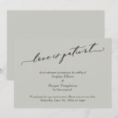 Trouwkaart uitgesteld huwelijk sagegroen kaart (Voorkant / Achterkant)