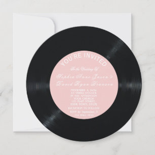 Trouwkaart Uitnodiging met Retro Vinylplaat Ontwer