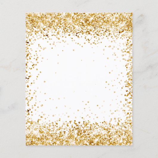 Trouwkaart uitnodiging met witte goud glitters gla (Achterkant)