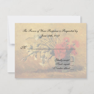 trouwkaart, van gogh bloemen RSVP kaartje