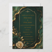 Trouwkaart van smaragdmarmer en goud luxe
