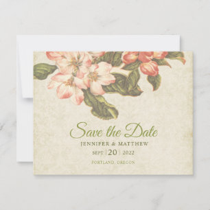 Trouwkaart 'Vintage Apple Blossom' om de datum te RSVP Kaartje