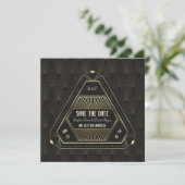Trouwkaart Vintage Goud Great Gatsby Save The Date (Staand voorkant)
